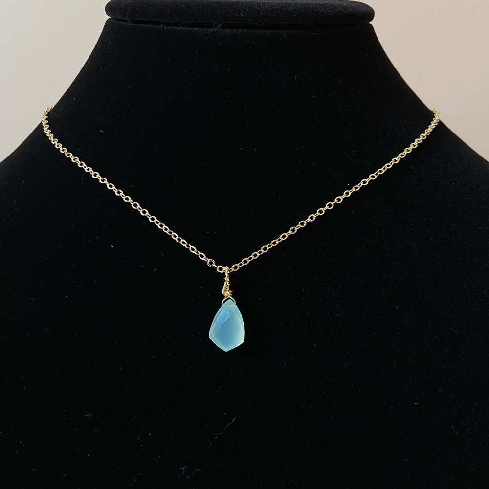 Aqua Chalcedony Necklace. Hand made At Cornerstone Jewels.